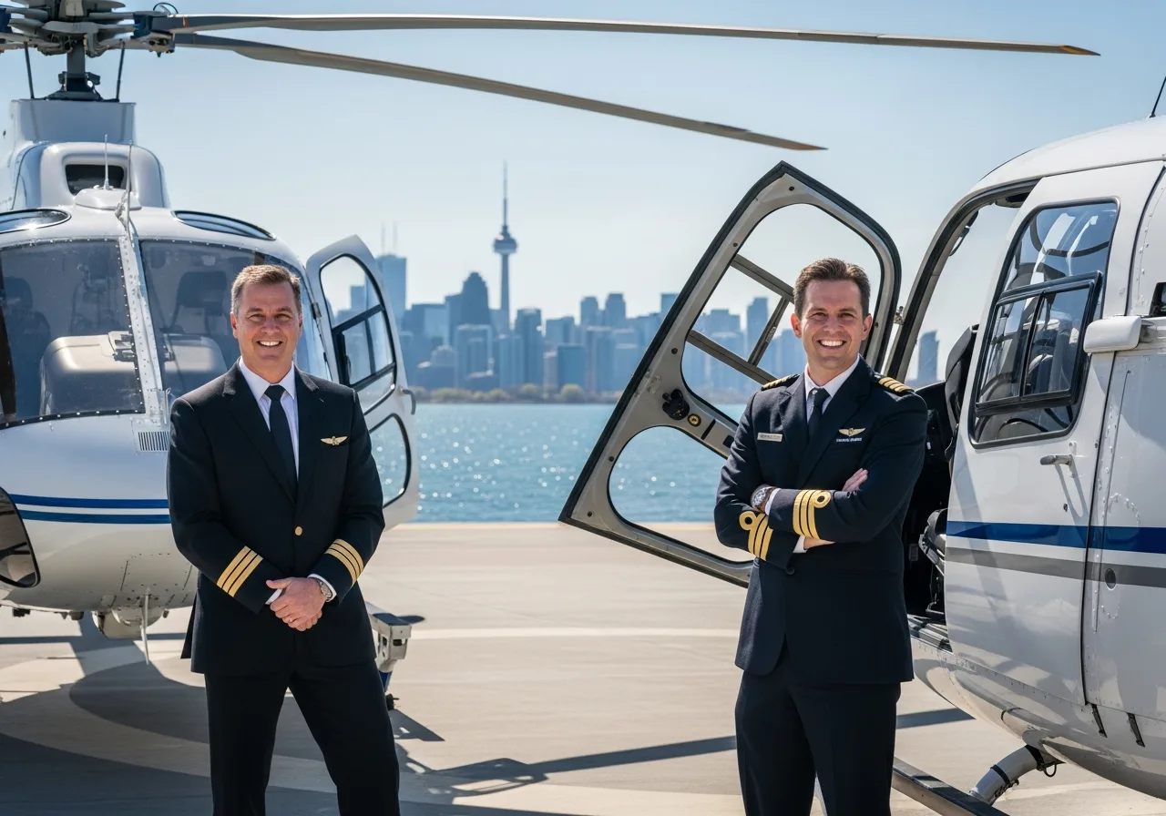 Toronto helicopter pilot beside aircraft