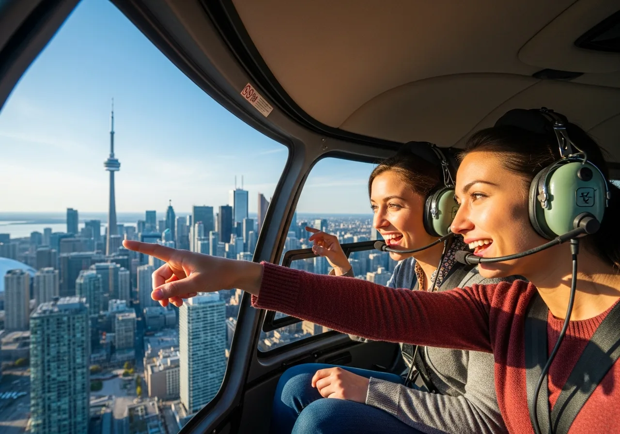 Inside a Toronto sightseeing helicopter