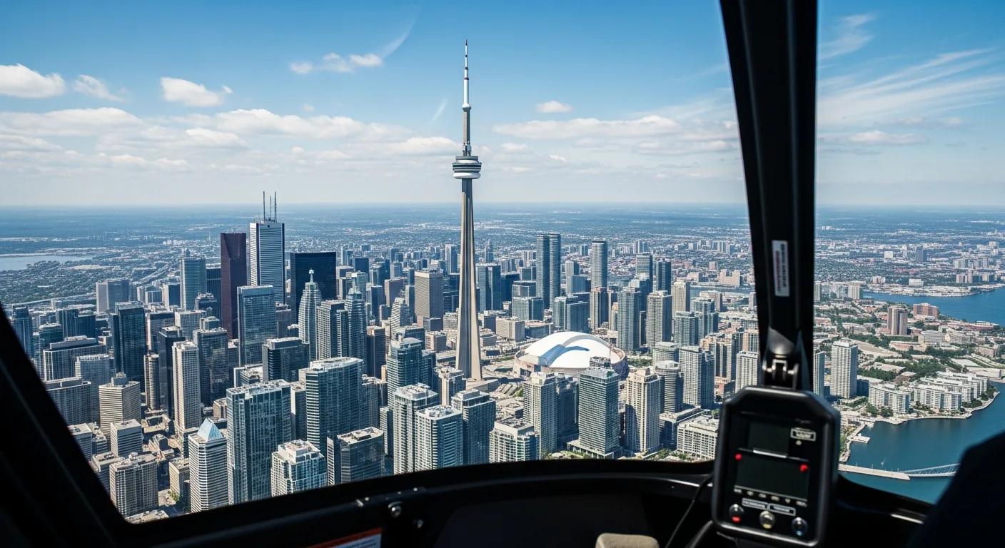 Passenger view of Toronto from a helicopter